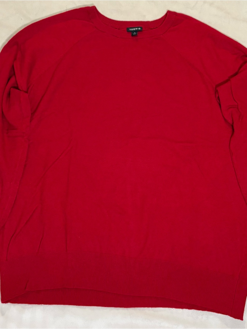Torrid Red Crew Neck Raglan Sleeve Sweater Size 2 Plus